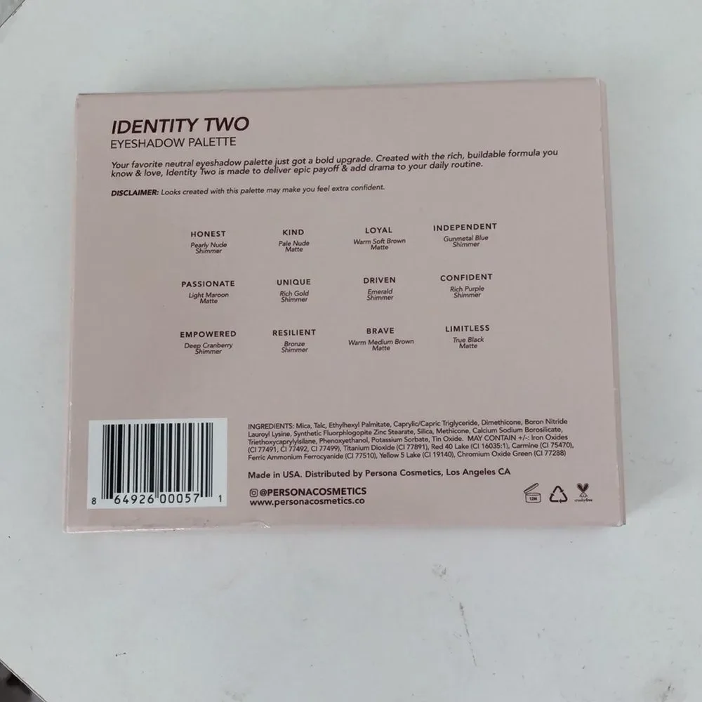 Persona Identity Two Eyeshadow Palette NIB